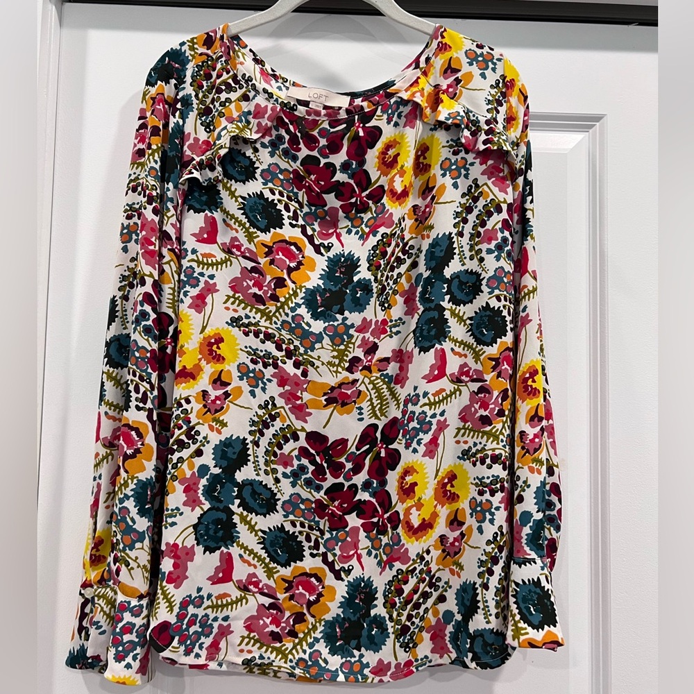 LOFT Floral Blouse Size L